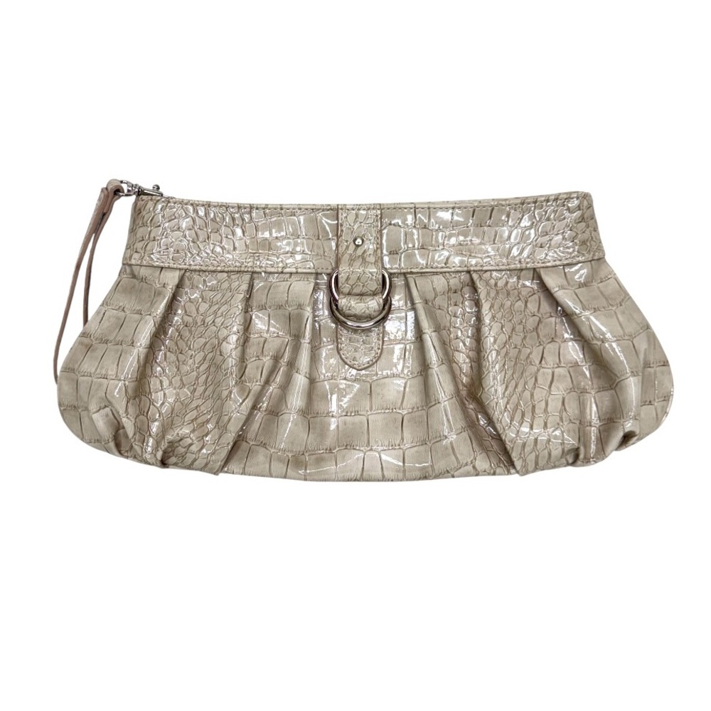 Y2K Vintage Embossed Faux Reptile Print Wristlet Clutch Evening Handbag